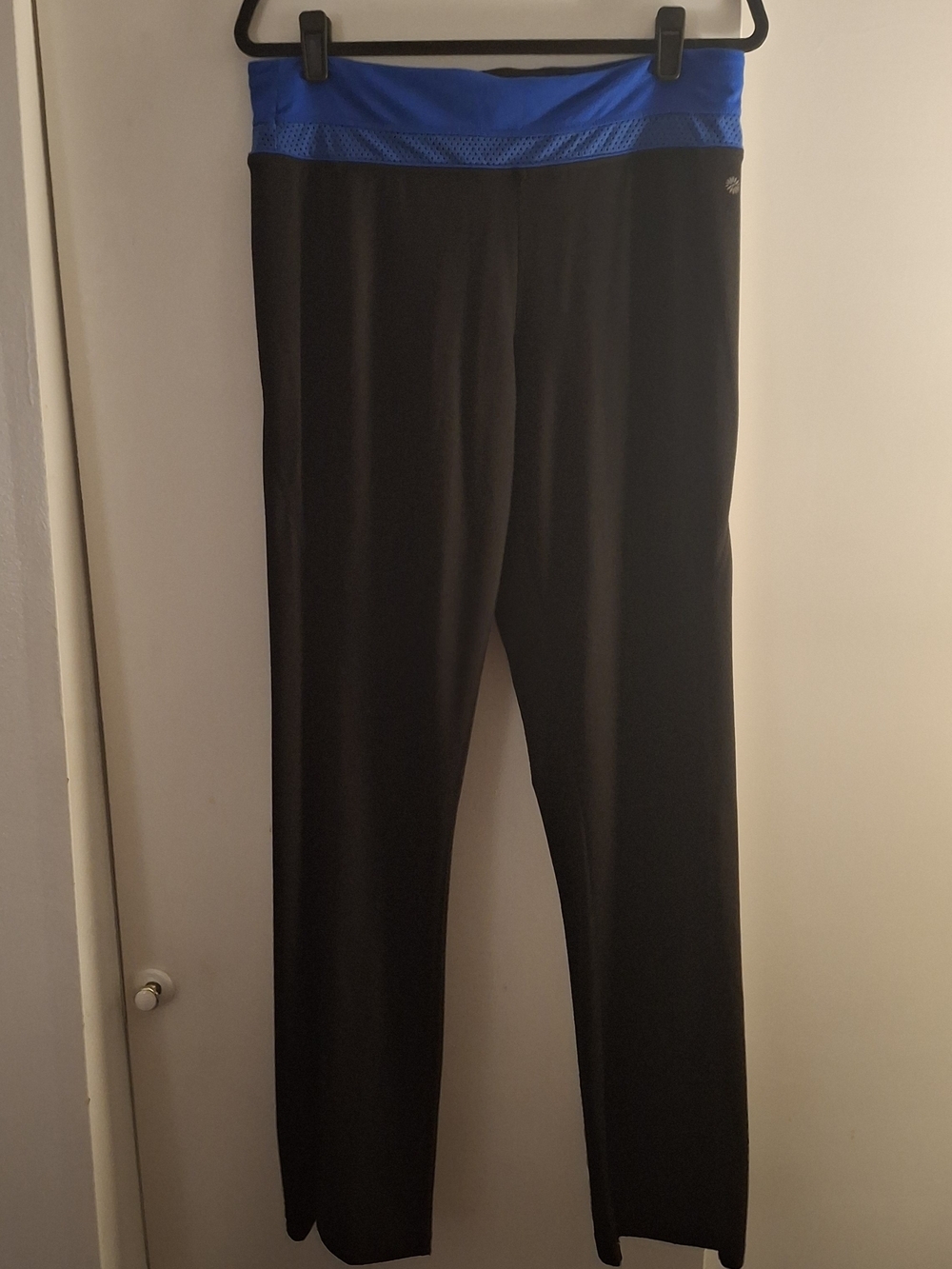 Tangerine Women's Black Yoga Pants with Blue Waistband